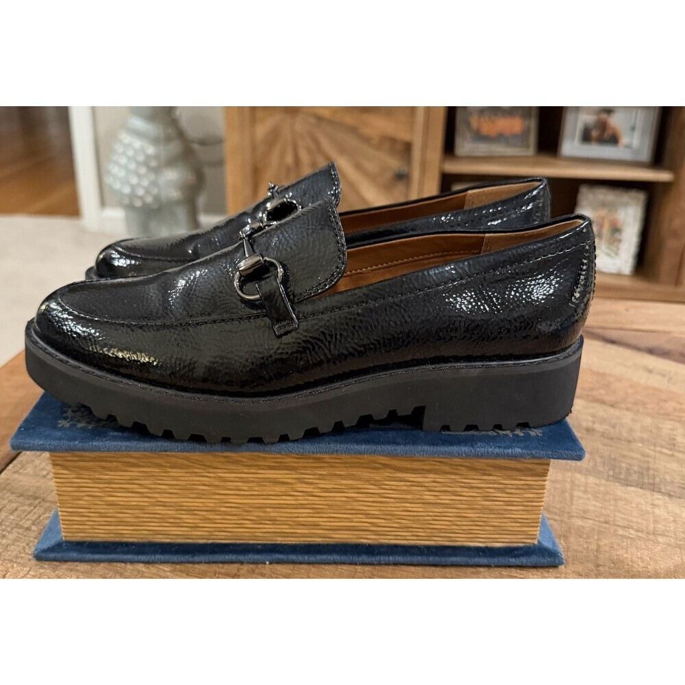 Franco Sarto Cason Loafers Lug Sole Black Patent Womens 6.5M Chunky 90s Y2K - Picture 4 of 9